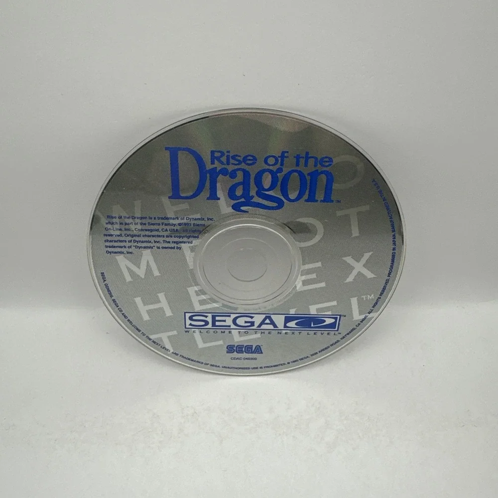 Rise of the Dragon Sega CD 1994 Game Disc